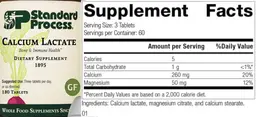 Label for Calcium Lactate Tablets