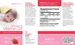 Label for Children's Vitamin D3 Strawberry Flavor