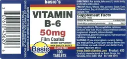 Label for Vitamin B-6 50 mg