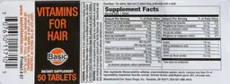 Label for Vitamins for Hair