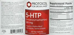 Label for 5-HTP (5-Hydroxytryptophan) 200 mg
