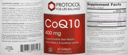 Label for CoQ10 400 mg