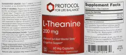 Label for L-Theanine 200 mg