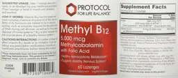 Label for Methyl B12 5,000 mcg Methylcobalamin With Folic Acid