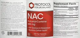 Label for NAC N-Acetyl-Cysteine 600 mg