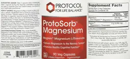 Label for ProtoSorb Magnesium