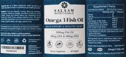 Label for Omega 3 Fish Oil