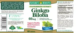 Label for Standarized Extract Ginkgo Biloba 60 mg