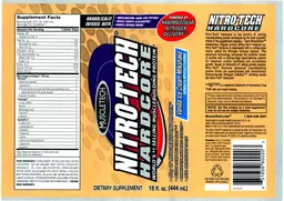 Label for Nitro-Tech Hardcore Vanilla Ice Cream Milkshake