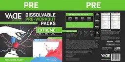 Label for Dissolvable Pre-Workout Packs Extreme Combo Pack Rainbow Candy
