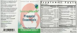 Label for Prenatal Essentials