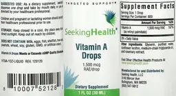 Label for Vitamin A Drops 1,500 mcg RAE/Drop
