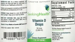Label for Vitamin D Drops 50 mcg (2,000 IU)