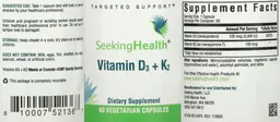 Label for Vitamin D3 + K2