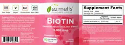 Label for Biotin 5,000 mcg Strawberry Burst