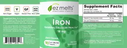 Label for Iron 18 mg Zesty Orange