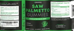 Label for Saw Palmetto Gummies Raspberry Flavored