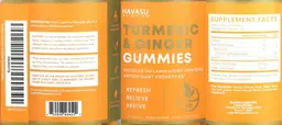 Label for Turmeric & Ginger Gummies Peach Flavor