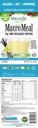 Label for MacroMeal Ultimate Vanilla Protein Powder