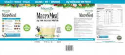 Label for MacroMeal Ultimate Vanilla Protein Powder