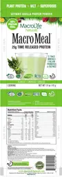 Label for MacroMeal Ultimate Vanilla Protein Powder