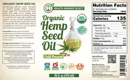 Label for Organic Hemp Seed Oil