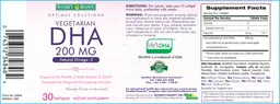 Label for Vegetarian DHA 200 mg