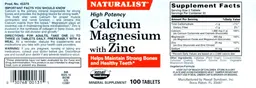Label for Calcium Magnesium With Zinc