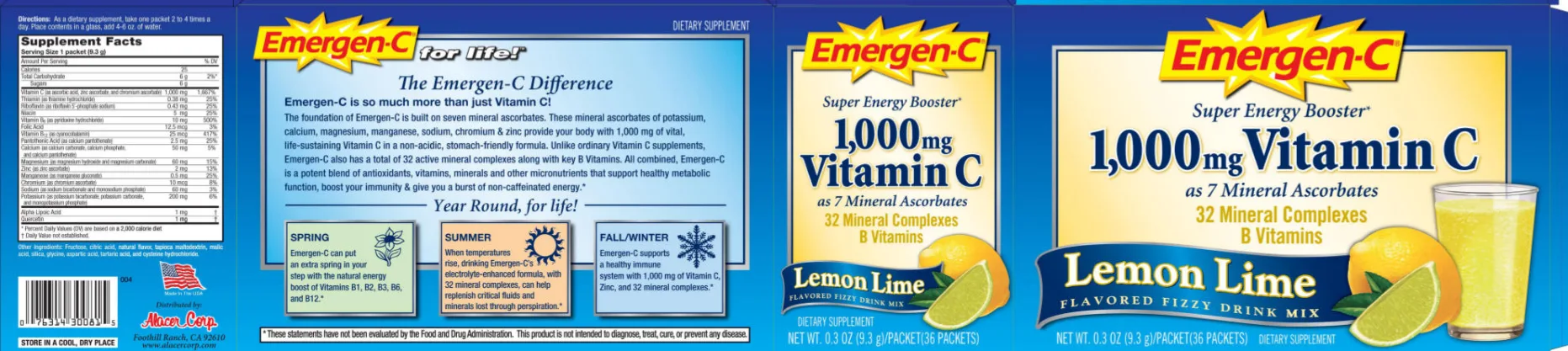 Label for 1,000 mg Vitamin C Lemon Lime