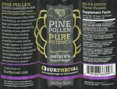 Label for Pure Potency Pine Pollen