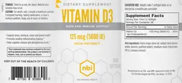 Label for Vitamin D3 125 mcg (5000 IU)