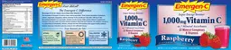 Label for 1,000 mg Vitamin C Raspberry Flavored Fizzy Drink Mix