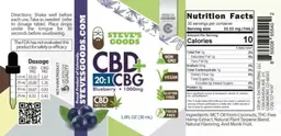 Label for CBD + CBG Blueberry 1000 mg