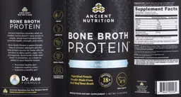 Label for Bone Broth Protein Vanilla