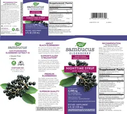 Label for Sambucus Nighttime Syrup with Melatonin