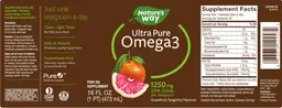 Label for Ultra Pure Omega3 Grapefruit-Tangerine Flavored