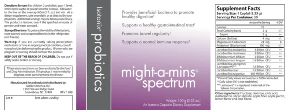 Label for Isotonix Probiotics