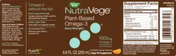 Label for NutraVege Plant-Based Omega-3 1000 mg Cranberry Orange Flavored