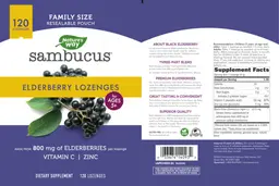 Label for Sambucus Elderberry Lozenges for Ages 5+