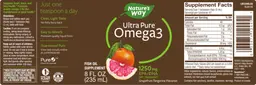 Label for Ultra Pure Omega3 Grapefruit-Tangerine Flavored