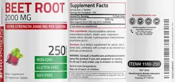 Label for Beet Root 2000 mg