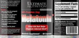 Label for Melatonin 3 mg