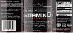 Label for Vitamin D 1,000 IU
