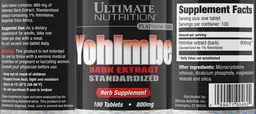 Label for Yohimbe Bark Extract 800 mg