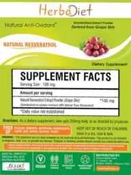 Label for Natural Resveratrol Powder