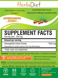 Label for Ashwagandha Extract Powder