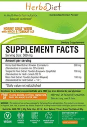 Label for Horny Goat Weed with Maca & Tongkat Ali Powder