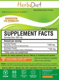 Label for Quercetin with Bromelain Powder