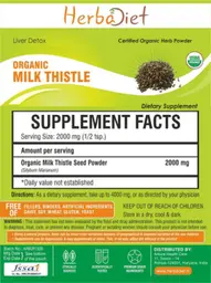 Label for Organic Milk Thistle Powder