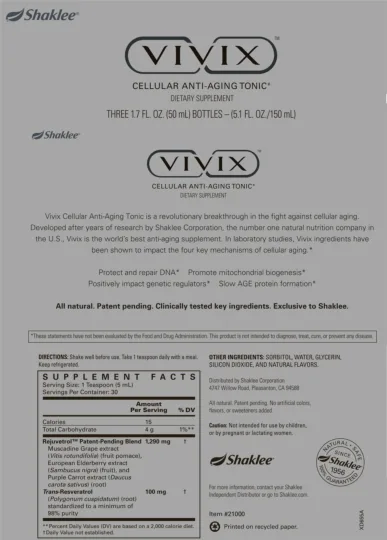 Label for Vivix Cellular Anti-Aging Tonic